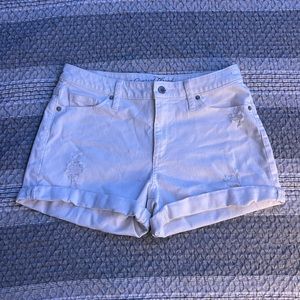 White High Waisted Jean Shorts